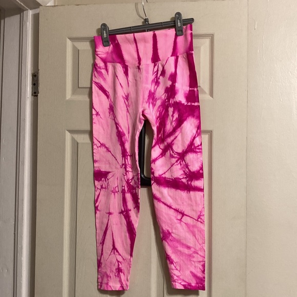 NWT Pink Seamless High Waist 7/8 Workout Tight - Pink Daisy Spiral Tie Dye - Picture 6 of 13